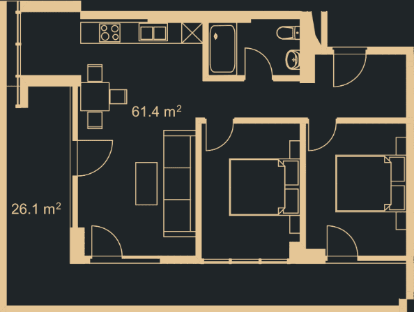 2-bedroom apartment, 87.9 m², 15 floor, Green Side Gonio in Batumi