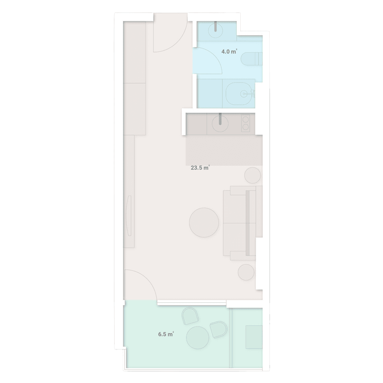 სტუდიო, 36.1 მ², 5 სართული "Tekto Location"-ში