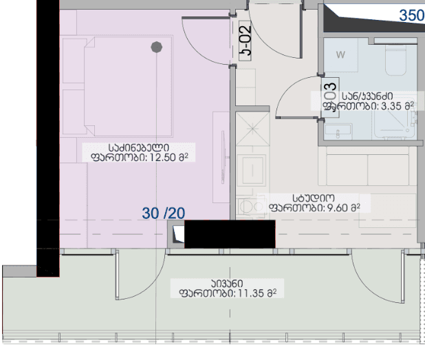 1-bedroom apartment, 36.8 m², 38 floor in "Geuz Towers"
