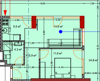 2-bedroom apartment, 68.7 m², 7 floor in "Lagoon Resort"