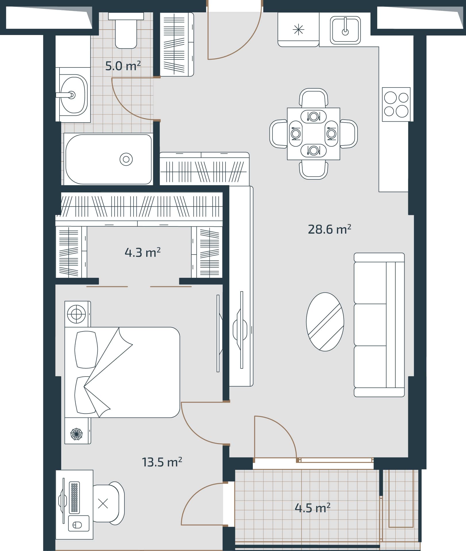 1-bedroom apartment, 55.9 m², 20 floor, Artex Parkline in Batumi