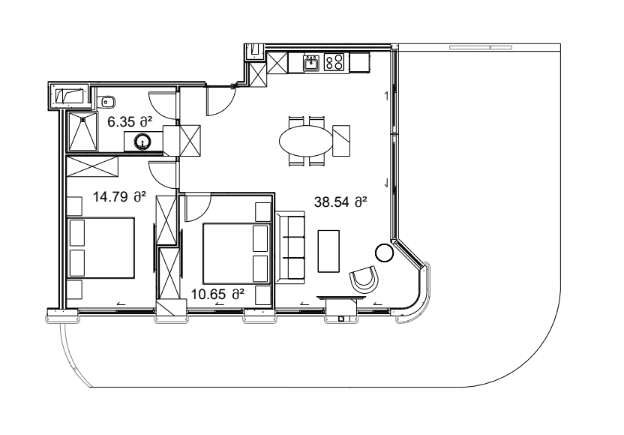 2-комнатная квартира, 135.1 м², 4 этаж в ЖК "Next Collection"