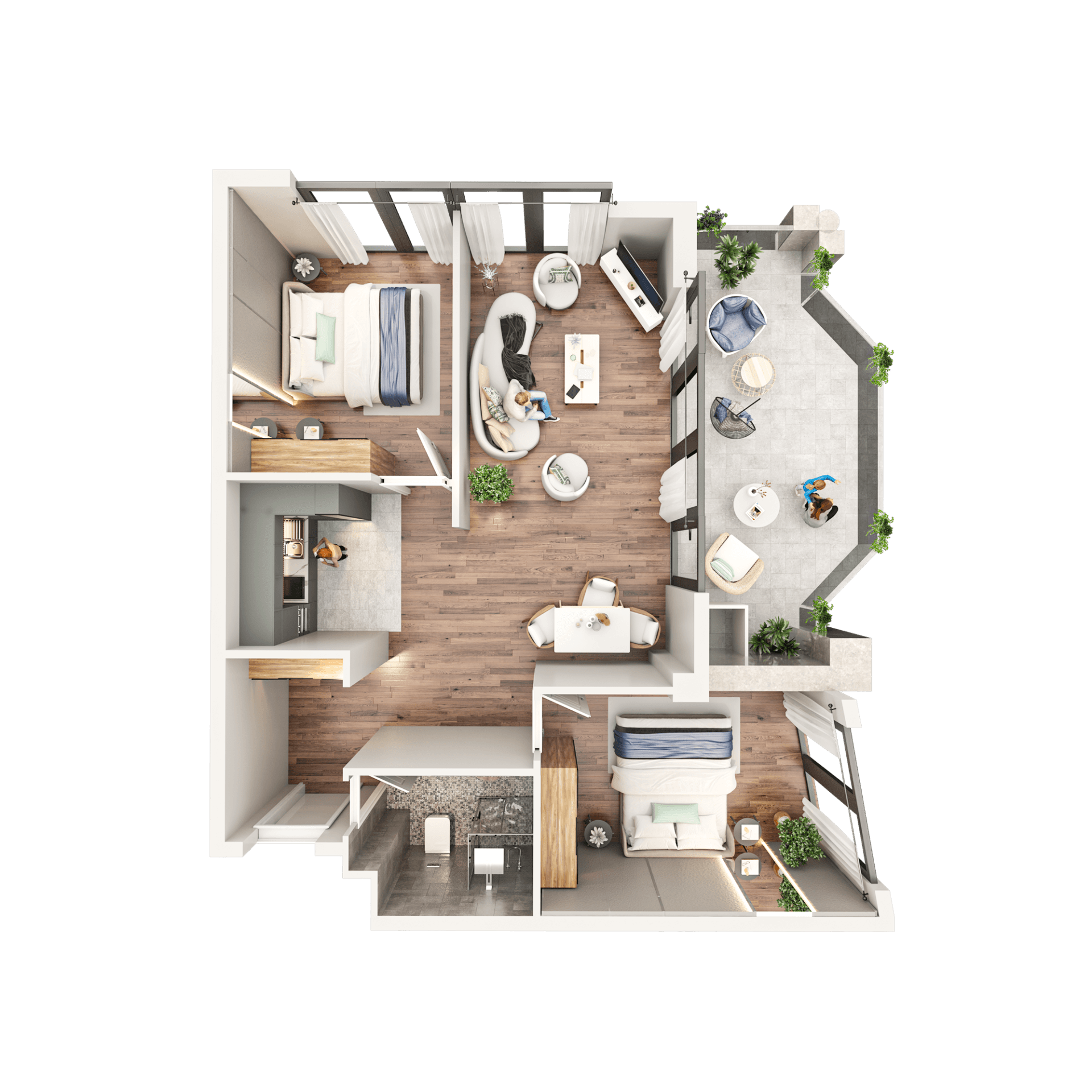 2-ოთახიანი ბინა, 66.5 მ², 18 სართული "Tekto Franco"-ში