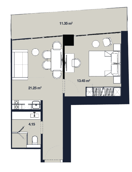 1-bedroom apartment, 50.2 m², 50 floor, Alliance Centropolis in Batumi