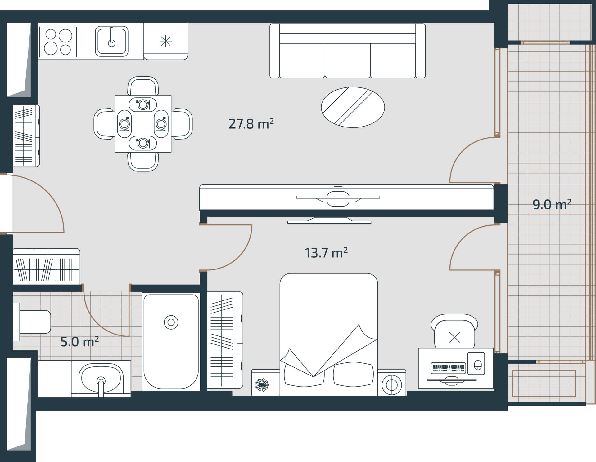 1-комнатная квартира, 55.5 м², 13 этаж в ЖК "Artex Parkline"
