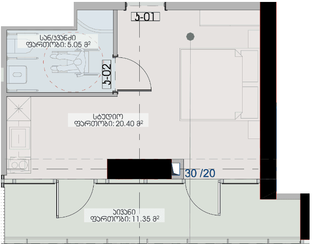 Студия, 36.8 м², 14 этаж в ЖК "Geuz Towers"