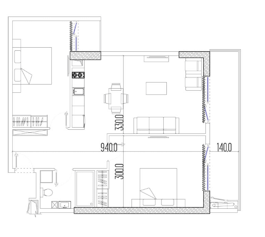 3-bedroom apartment, 72.6 m², 21 floor in "Intourist Residence"