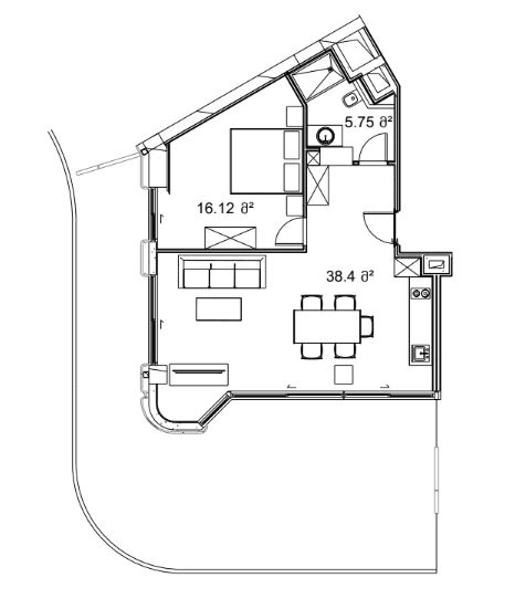 1-bedroom apartment, 118.82 m², 8 floor in "Next Collection"