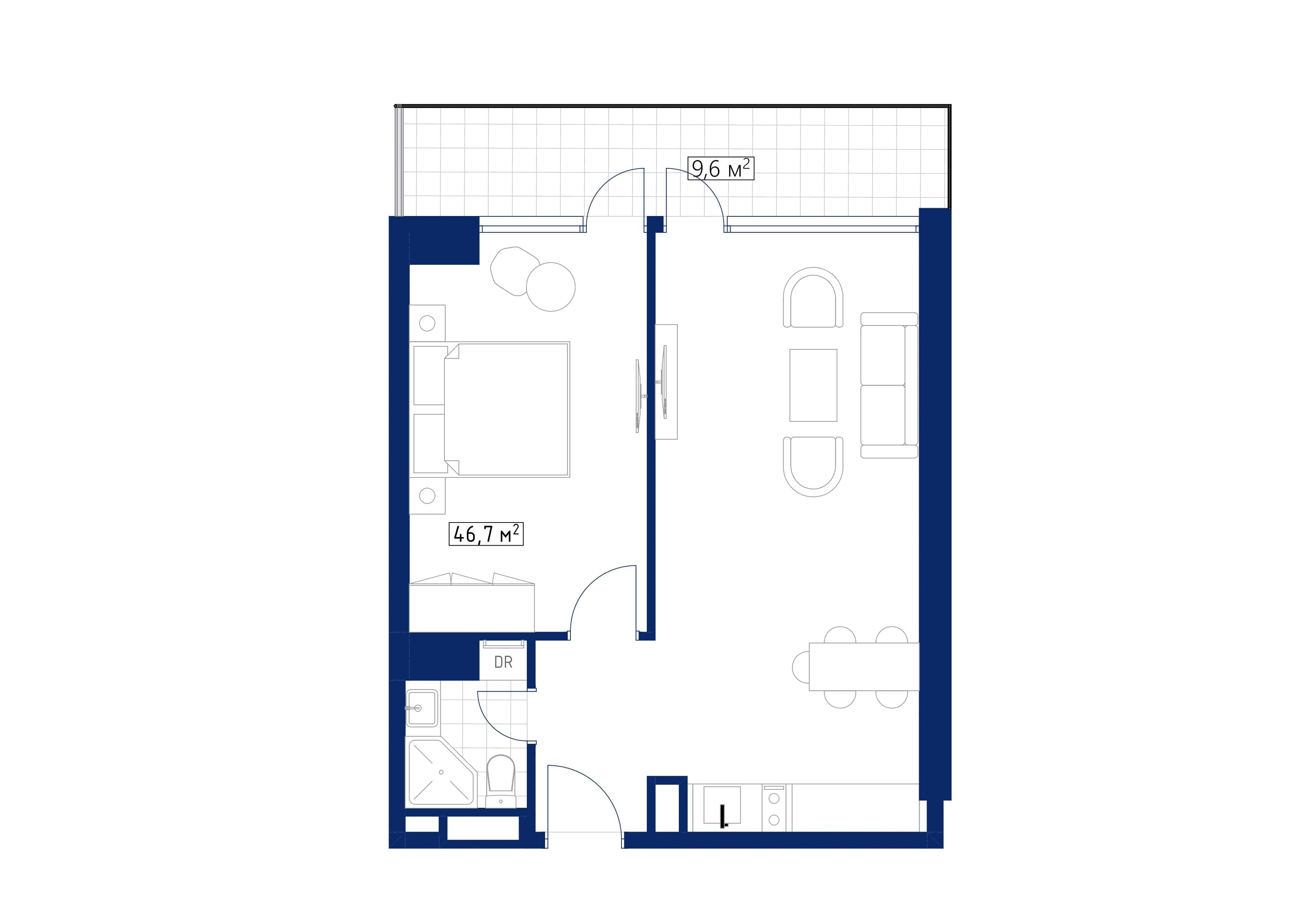 1-bedroom apartment, 57.4 m², 39 floor in "Calligraphy Towers"
