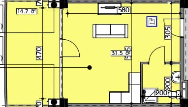 studio, 40.2 m², 8 floor in "Swiss village"