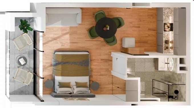 Студия, 34 м², 11 этаж в ЖК "Dream Side"