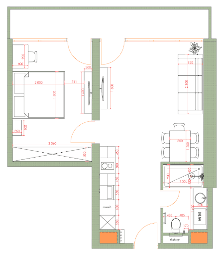 1-bedroom apartment, 54.32 m², 23 floor in "7th Heaven Residence"