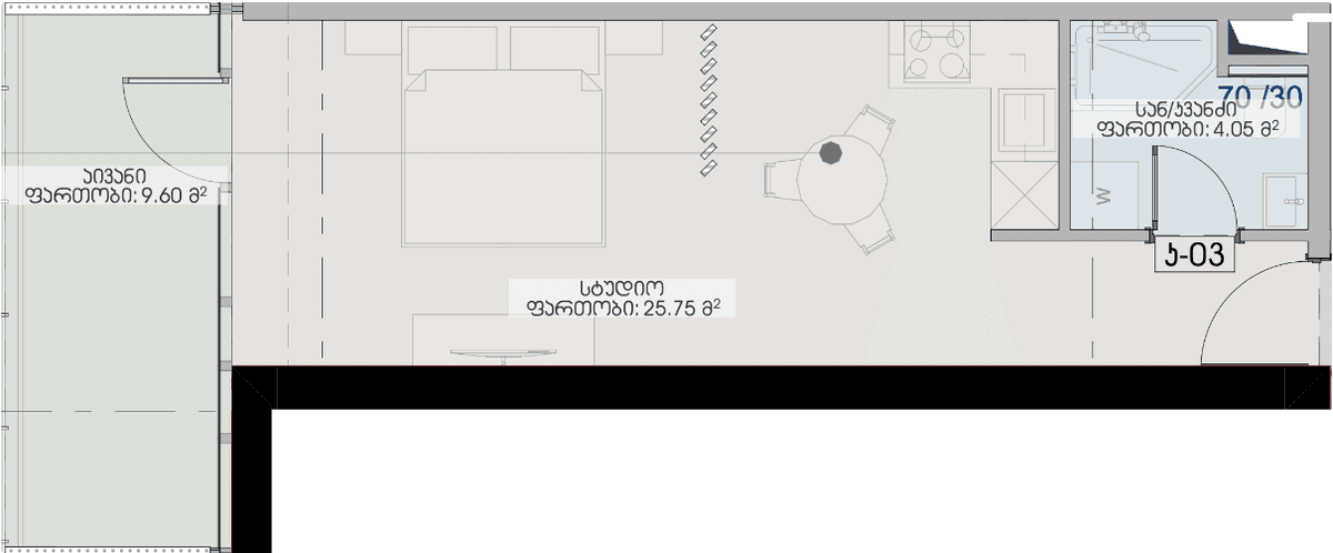 studio, 39.4 m², 18 floor, Geuz Towers in Batumi