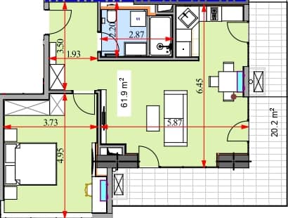 1-bedroom apartment, 81.7 m², 12 floor, Real Palace Blue in Batumi