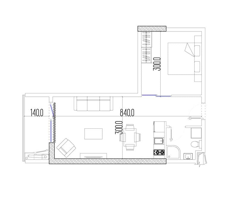 2-комнатная квартира, 40 м², 9 этаж в ЖК "Intourist Residence"