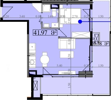 1-bedroom apartment, 62.75 m², 8 floor, Park Tower in Batumi