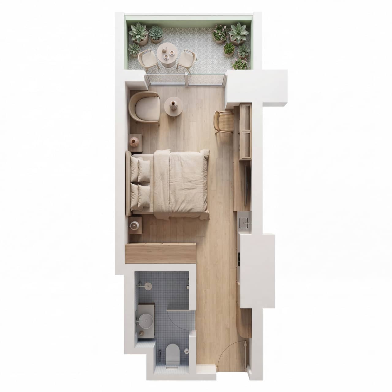 სტუდიო, 29.4 მ², 16 სართული "Pontus Rotana Resort & Spa Gonio"-ში