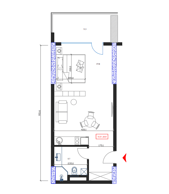 studio, 52 m², 16 floor in "Marina Club"
