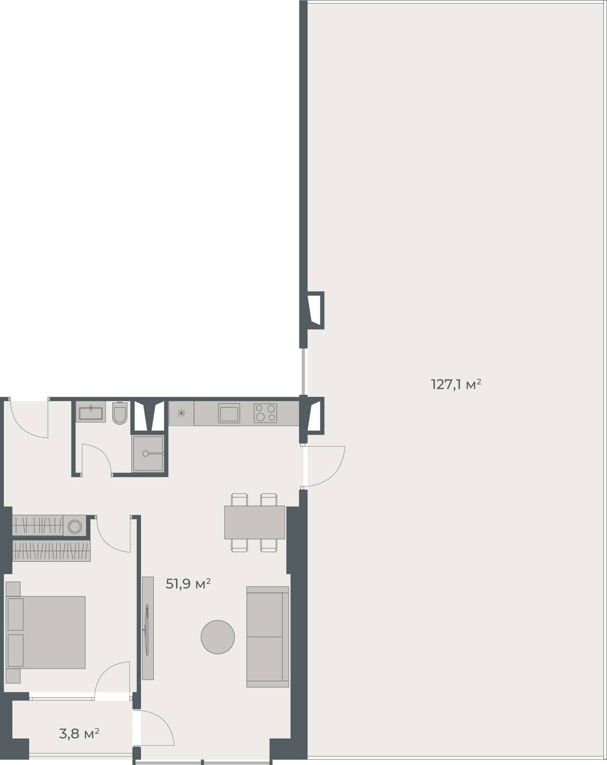 1-комнатная квартира, 182.8 м², 32 этаж в ЖК "One"