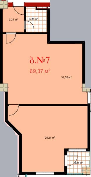 1-комнатная квартира, 74.1 м², 5 этаж в ЖК "Mardi City Center"