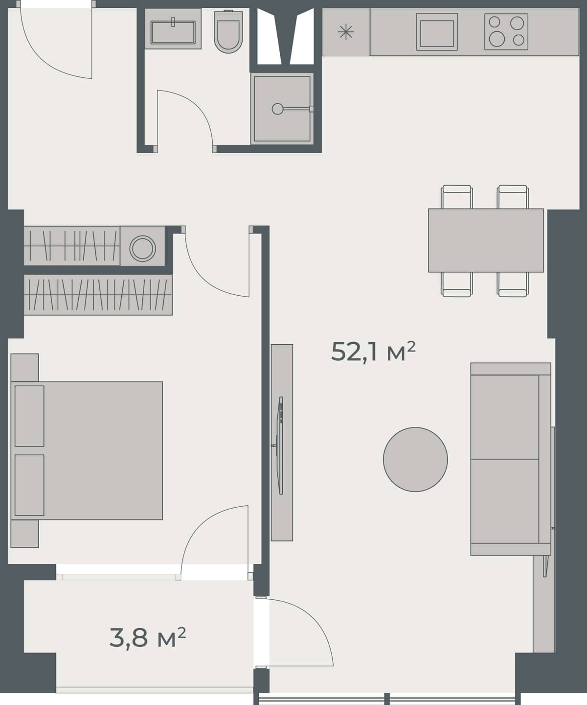 1-bedroom apartment, 55.9 m², 30 floor, One in Batumi