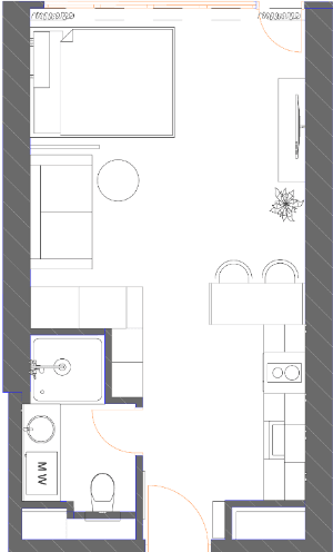 studio, 34.88 m², 34 floor, 7th Heaven Residence in Batumi