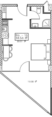 studio, 38.56 m², 5 floor in "Mardi Hills"