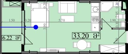 studio, 39.42 m², 8 floor, Park Tower in Batumi