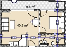 1-комнатная квартира, 50.6 м², 14 этаж в ЖК "Modern Ultra"
