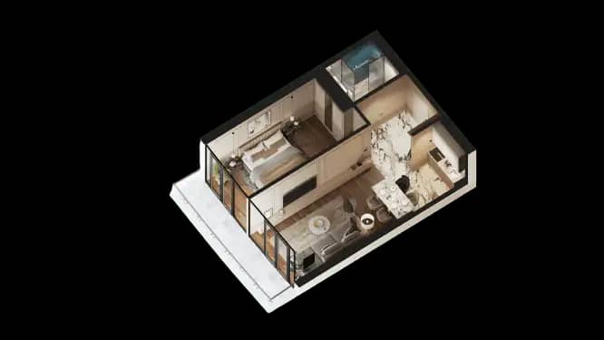 1-bedroom apartment, 66.5 m², 26 floor in "Panorama"