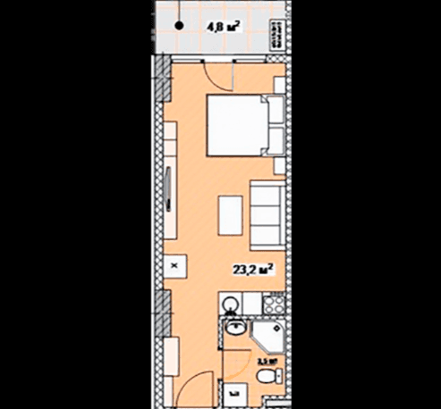 studio, 31.5 m², 20 floor in "Next Apartments"