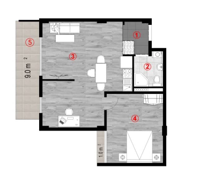 1-bedroom apartment, 64.4 m², 5 floor in "Green Cape"