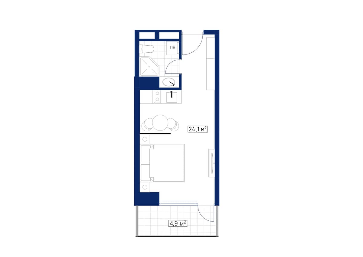 Студия, 29.3 м², 39 этаж в ЖК "Calligraphy Towers"