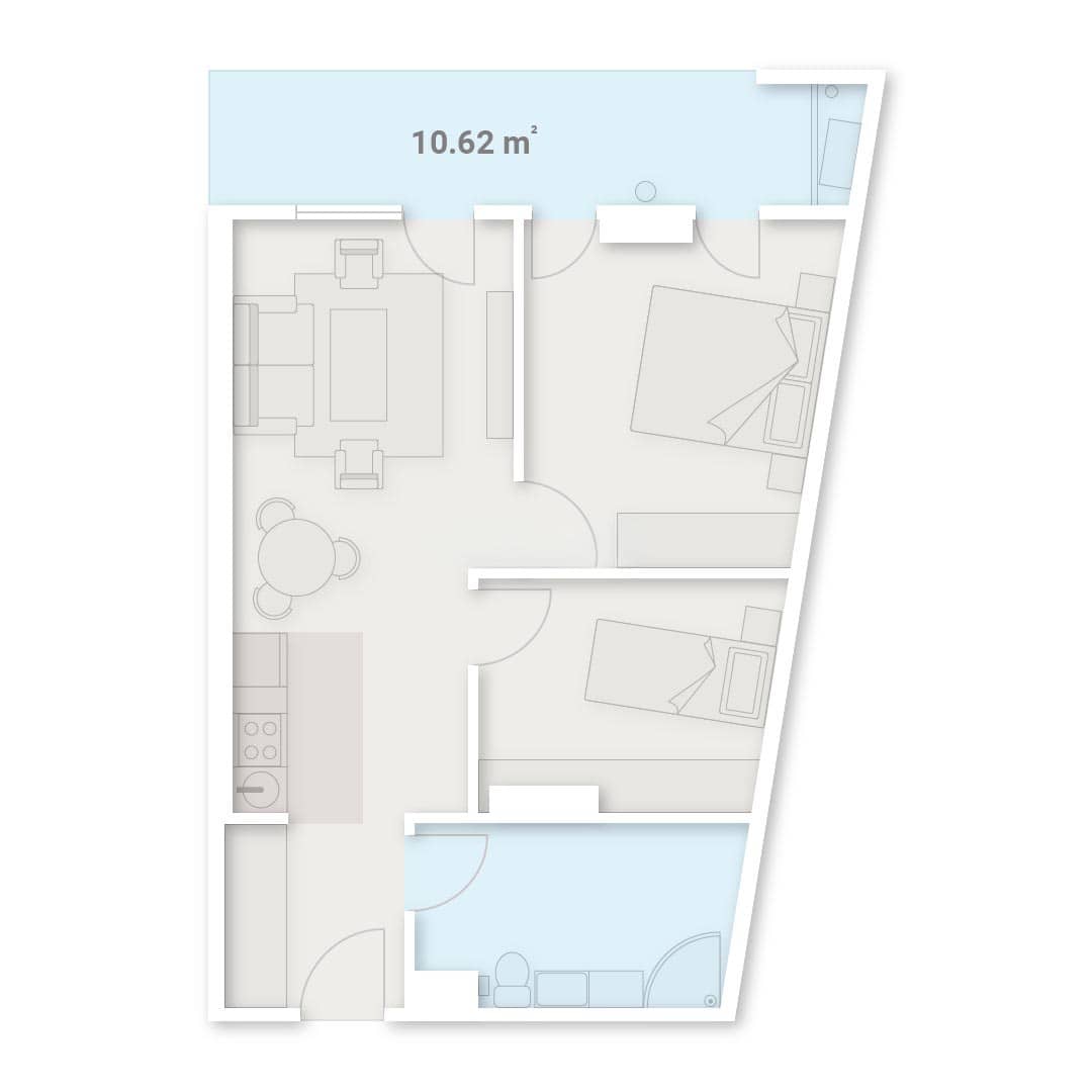 3-ოთახიანი ბინა, 62.57 მ², 5 სართული, Lux Tower ბათუმში