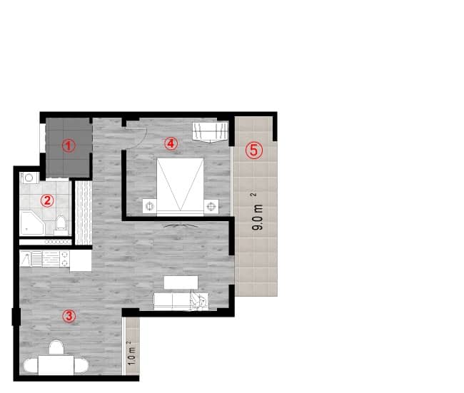 1-bedroom apartment, 62 m², 8 floor in "Green Cape"