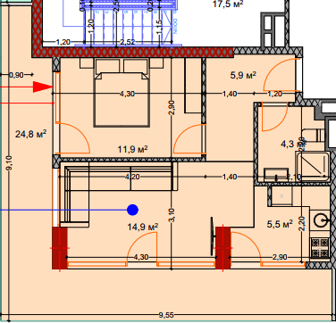 2-bedroom apartment, 69.5 m², 4 floor in "Lagoon Resort"