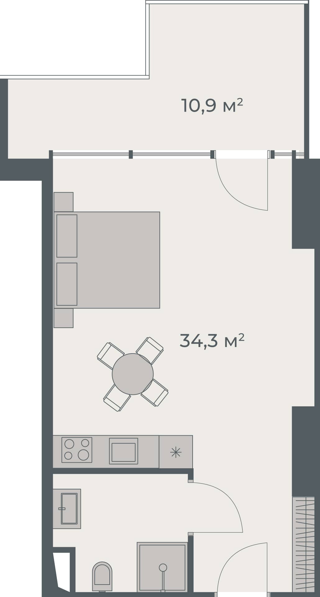 单间，45.2 m²，28 层，位于“One”