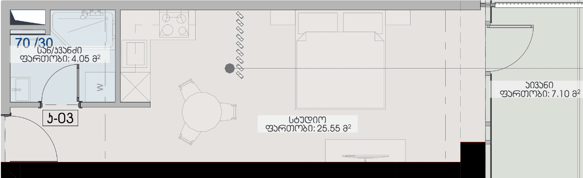 studio, 36.7 m², 12 floor, Geuz Towers in Batumi