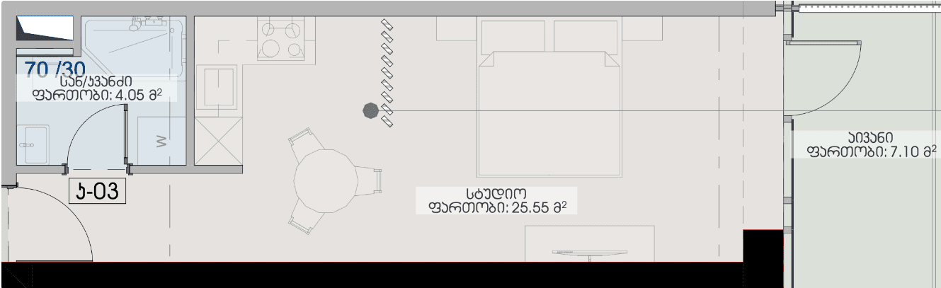 studio, 36.7 m², 12 floor, Geuz Towers in Batumi