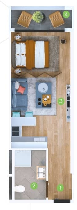 studio, 33.9 m², 22 floor, Terrassa Batumi in Batumi