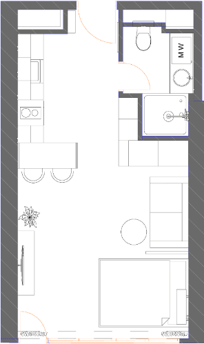 studio, 39.69 m², 24 floor, 7th Heaven Residence in Batumi