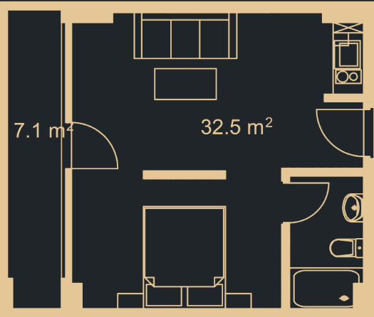 studio, 36.9 m², 11 floor in "Green Side Gonio"