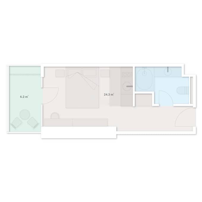 სტუდიო, 30.5 მ², 18 სართული "SportCity"-ში