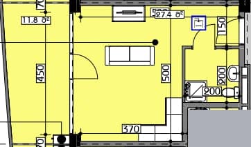 studio, 39.2 m², 8 floor in "Swiss village"