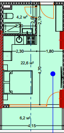 studio, 34.2 m², 7 floor in "Lagoon Resort"