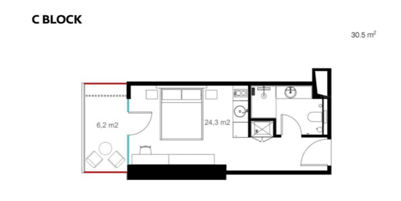 studio, 30.5 m², 12 floor in "SportCity"