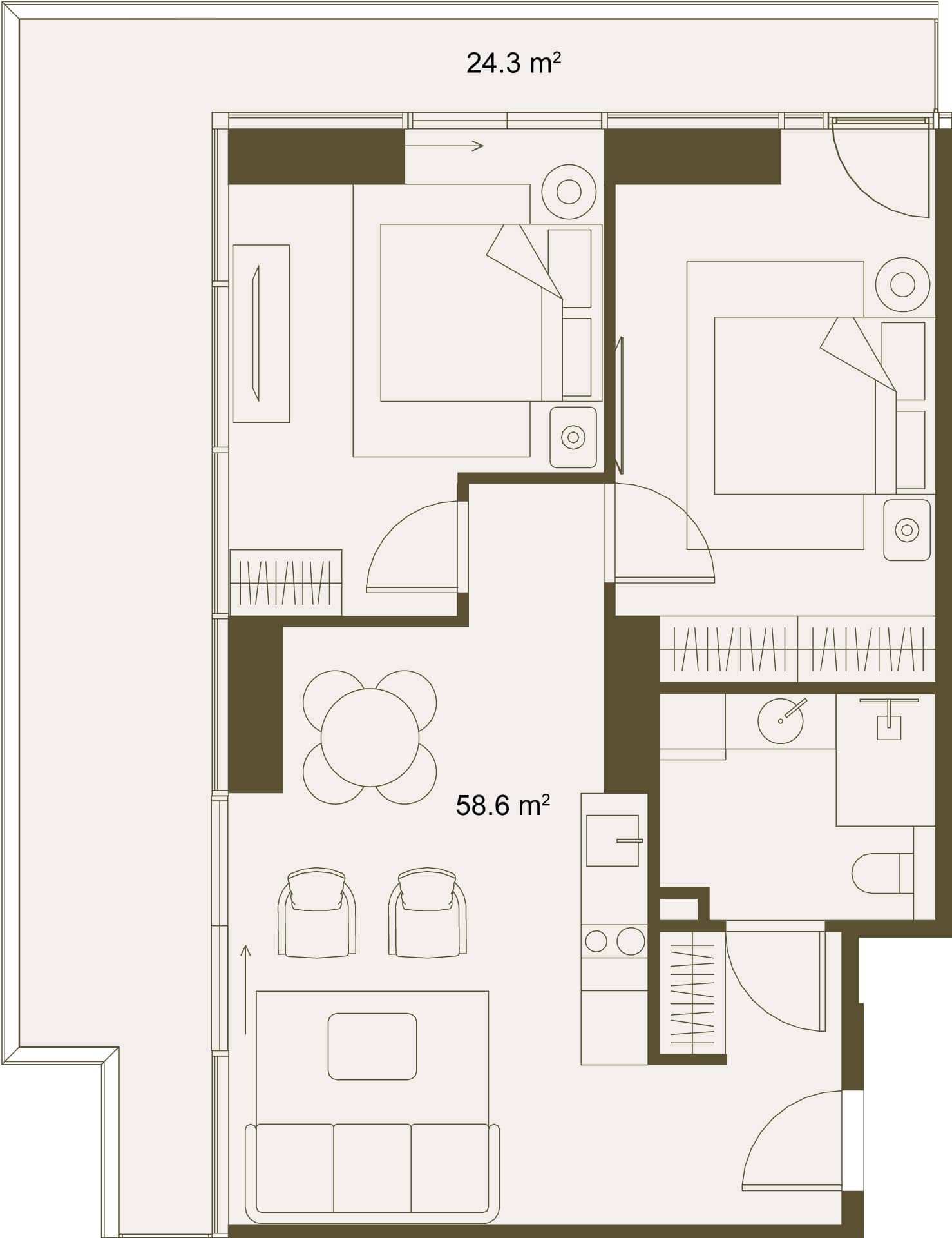 2-bedroom apartment, 84.7 m², Floor 10 in "NEXT GARDENS"