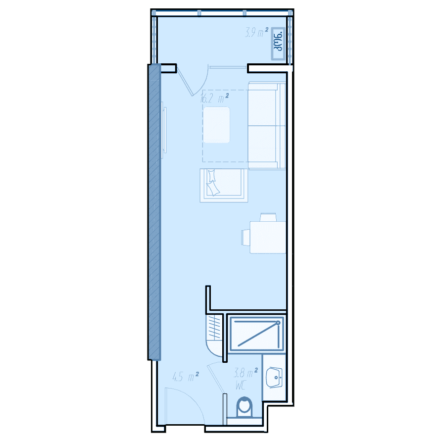 Студия, 32.2 м², 8 этаж в ЖК "BlueSky Tower"
