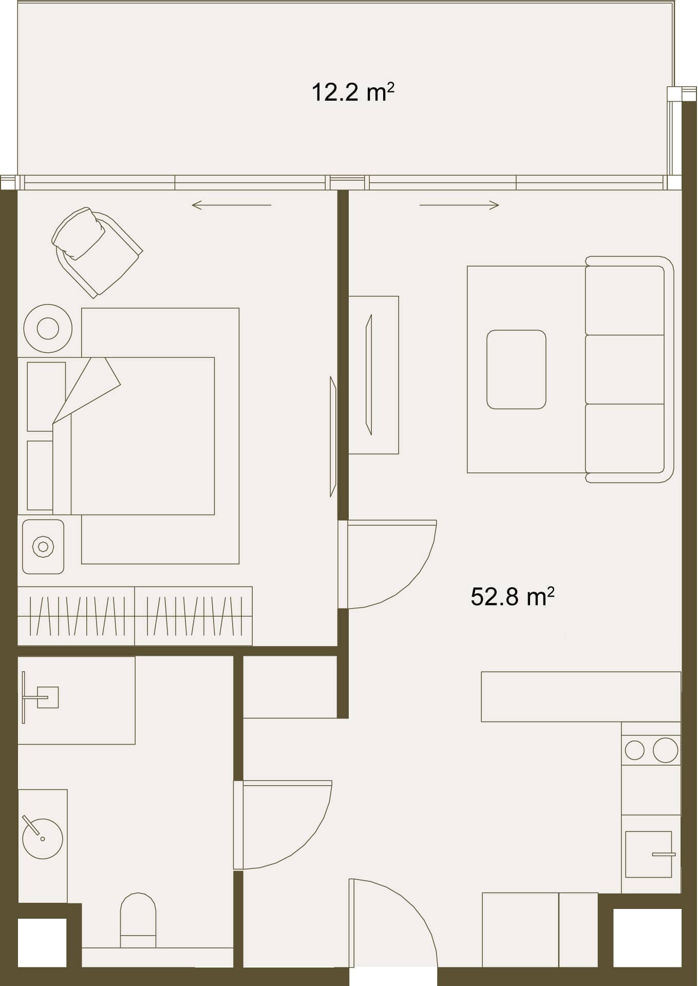 1-ოთახიანი ბინა, 65 მ², სართული 6 -ში "NEXT GARDENS"