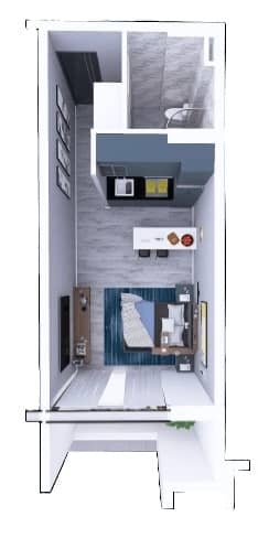 studio, 33.4 m², 11 floor in "Dream Residence Chakvi"